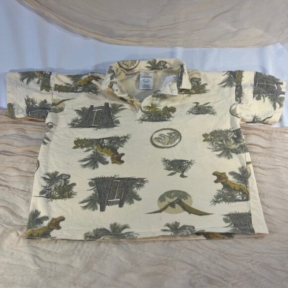 Jurassic World White Boys Dinosaur Short Sleeve Pullover Top Size 5T - Picture 1 of 13